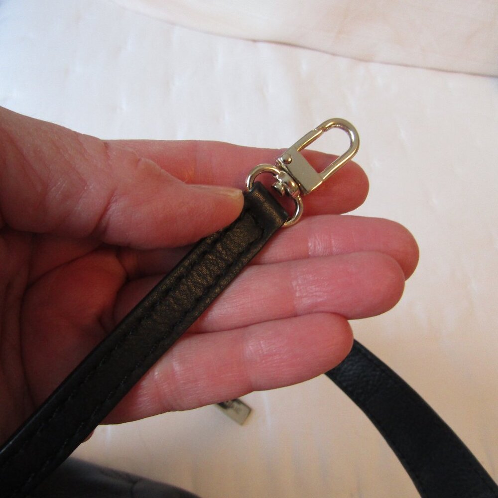 Anne Fontaine "Parisa Baby" Black Floral Leather Purse Bag-Double Handles-Medium - Picture 7 of 14
